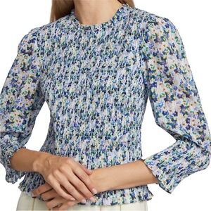 Veronica Beard 100% cotton Kali Smocked Top EUC